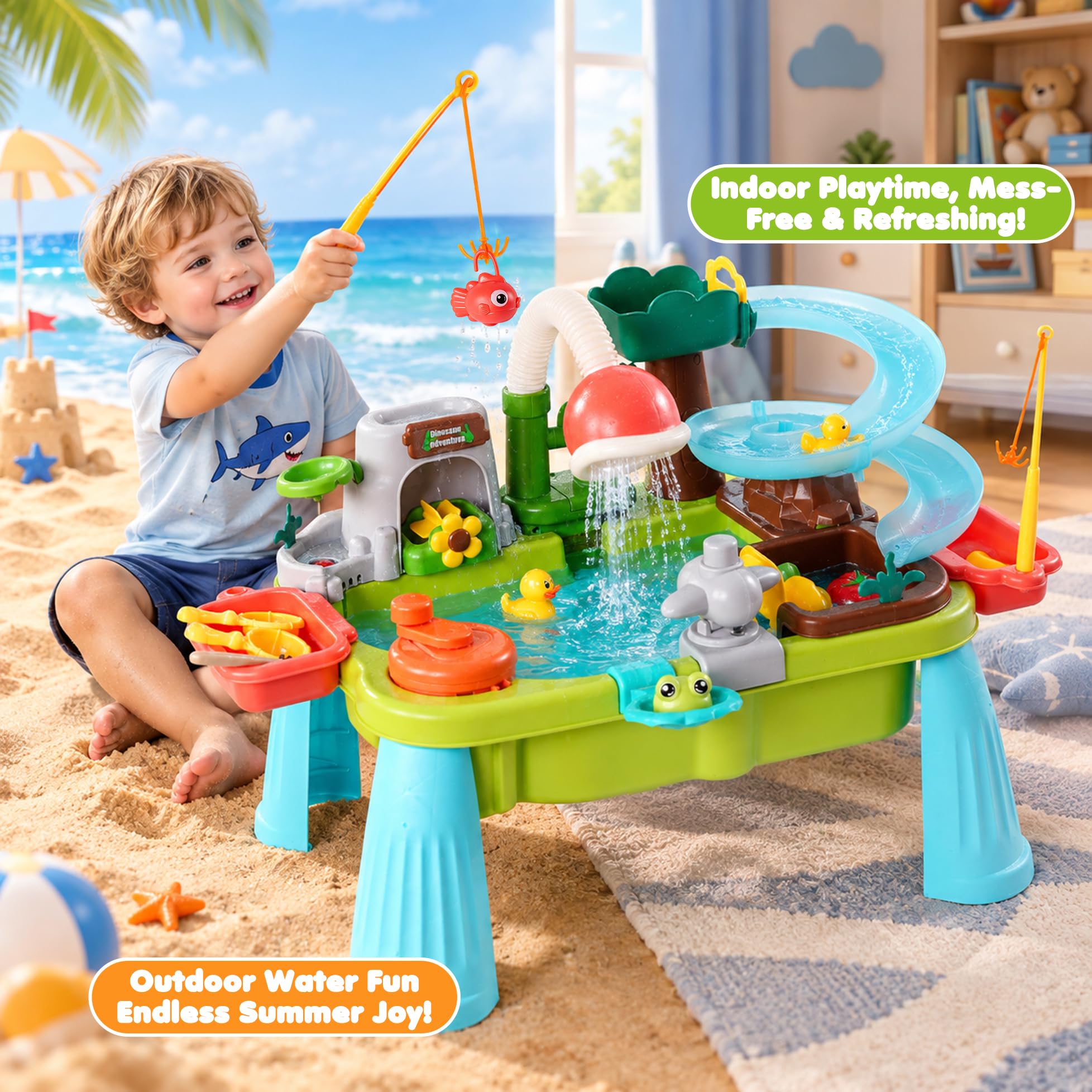 Lavello per bambini, lavello da cucina, rubinetto a circolazione dell'acqua, gioco di pesca, giocattolo educativo, accessori da cucina e 43 pezzi, regalo per interni ed esterni, giocattolo per bambini
