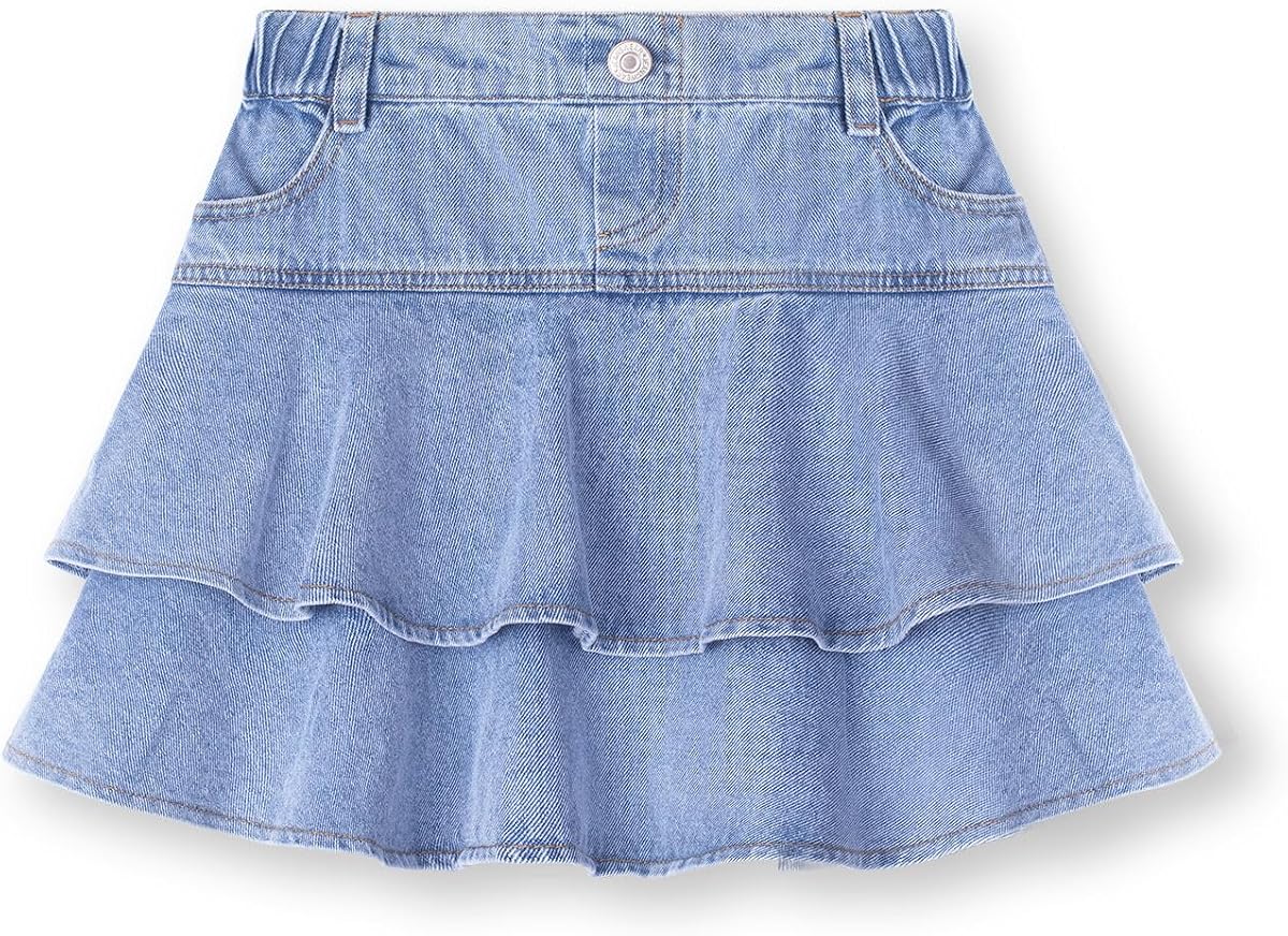 Jean Skirt for Girls Toddler & Kids II Girl's Elastic Waist A Line Mini Denim Skirts