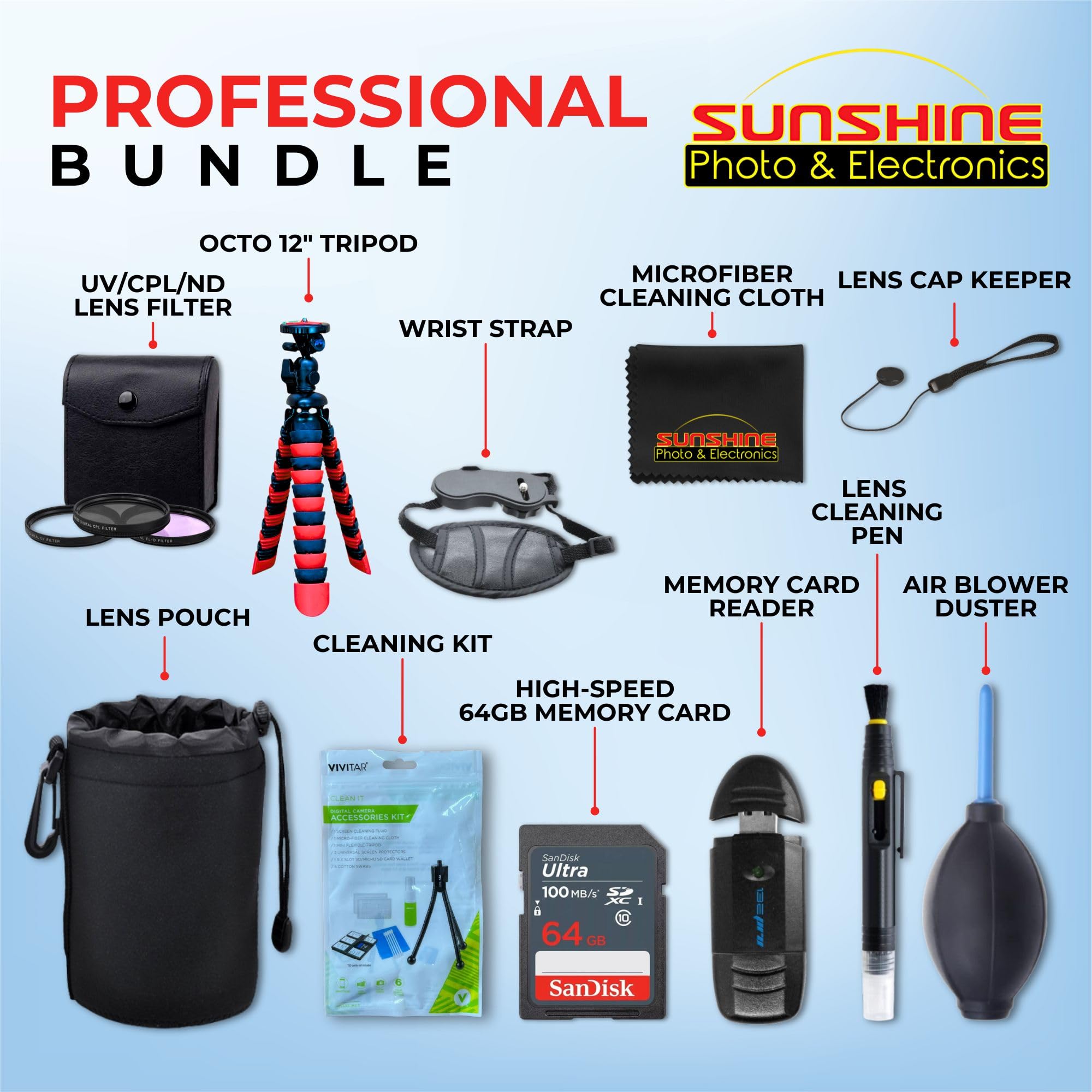 Sigma 30mm + 16mm + 56mm f1.4 DC DN Contemporary Lens for Sony E with Sunshine Photo Accessories Bundle - 4 Years USA Manufacturer Warranty