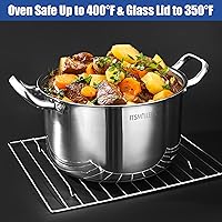 Vista 6 de Stainless Steel Stock Pot - 8 Quart, Soup Pot Induction Compatible, Cooking Pot with Riveted Handle, Oven & Dishwasher Safe