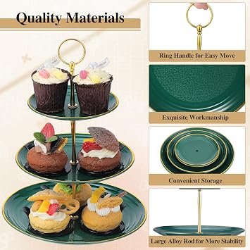 TsunNee 2-Pack 3-Tier Cake Stand Cupcake Holder, Dessert Plates Cakes Fruit Cookie Candy Display Tower Serving Platter, Pastry Tiered Serving Tray for Chiristmas Wedding Birthday Tea Party