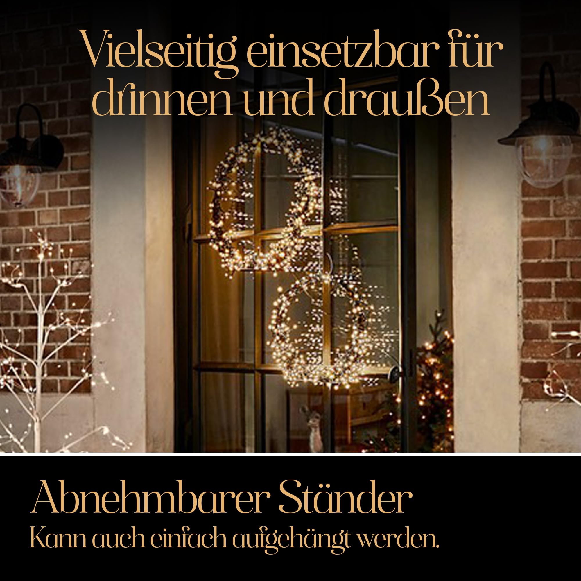 Meisterhome® LED Kerzring 2er-Set – Ø30 cm 280 LEDs & Ø45 cm 440 LEDs – Dekorationsring/Weihnachtskranz mit Beleuchtung – Warmweiß – Timer & Dimmer – für Innen- und Außenbereich