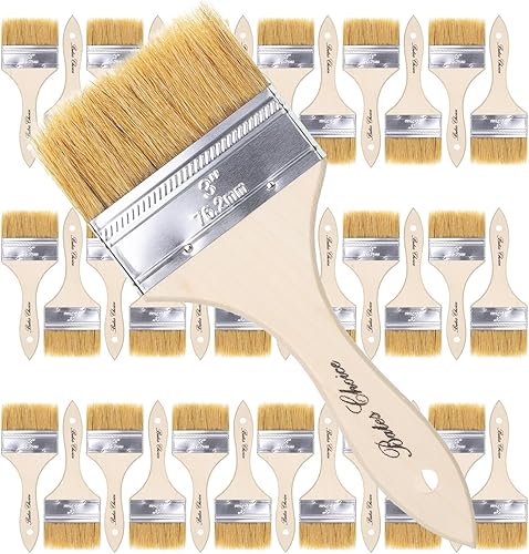 Miniatura 29 de Bates- Juego de pinceles de cerdas naturales - Varios tamaños, paquete de 24, brochas desechables para pintura, tinte de madera y más