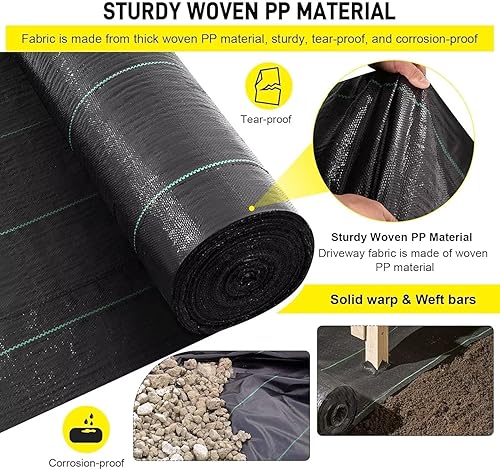 Miniatura 3 de Tela de entrada, tela de carretera de 13 x 65 pies, tela de barrera comercial, tela de paisaje resistente de 5 onzas de tela de drenaje francés para