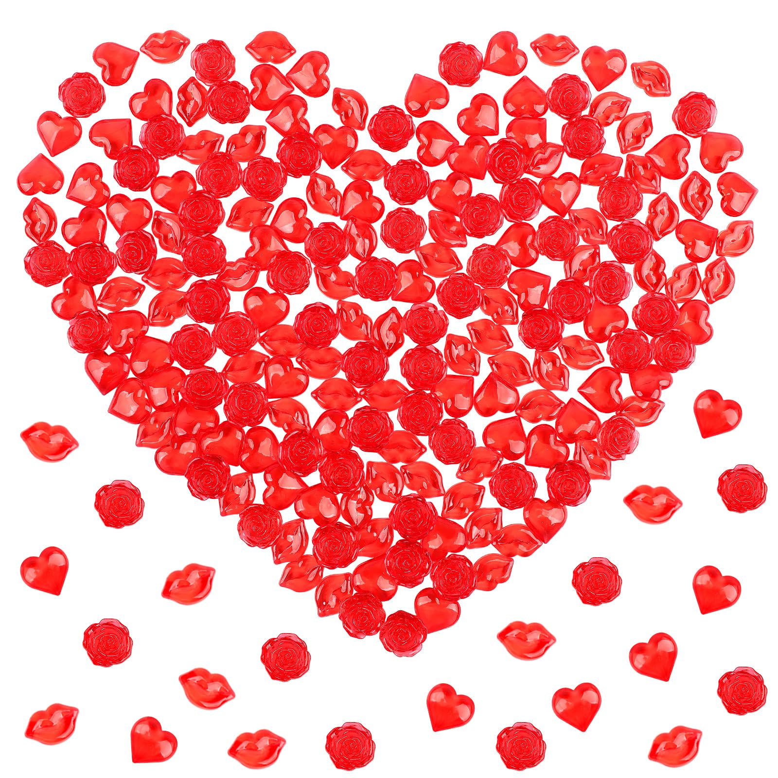 Adornos de corazón acrílicos rojos para centros de mesa en cenas de San Valentín
