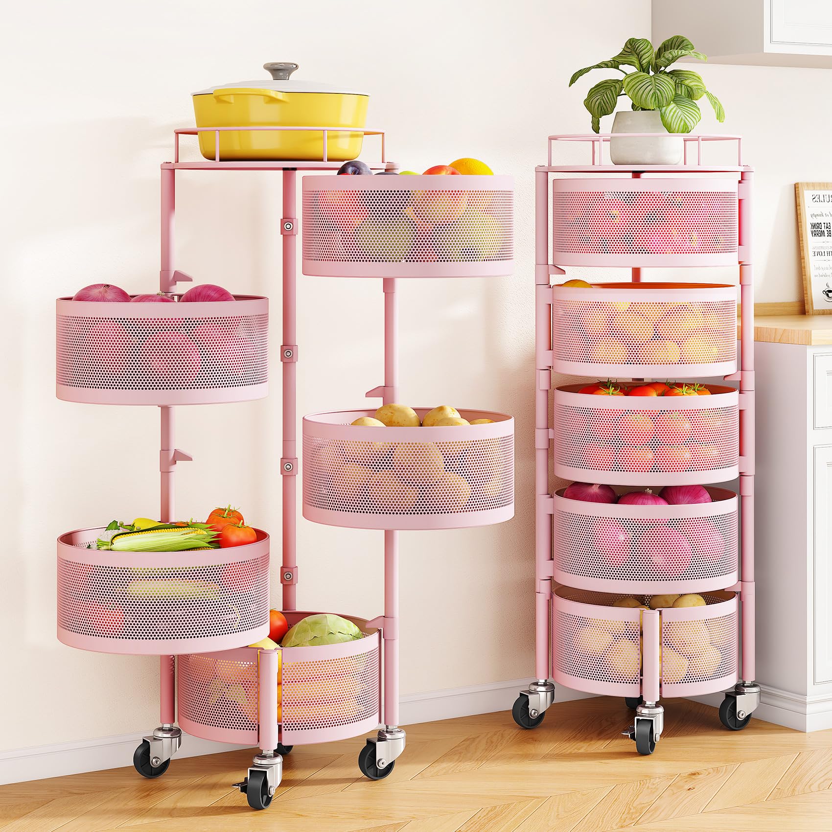 Photo 1 of **FOR PARTS/ MISSING ASSEMBLY PIECES*** SNTD 5-Tier Rotating Fruit & Vegetable Basket, Pink