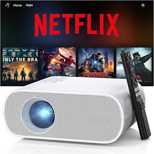 Netflix con licencia oficial Mini proyector inteligente HOMPOW con WiFi y Bluetooth, proyector de película compatible con 1080P y 4K nativo,