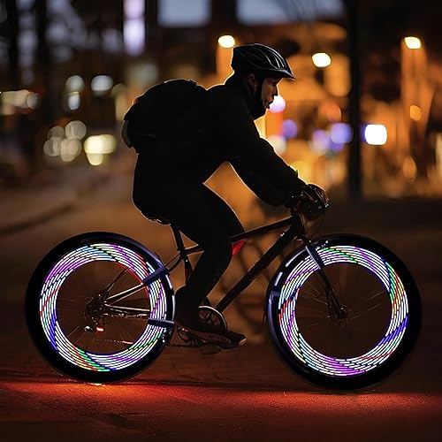 Miniatura 7 de Luz de radios LED para bicicleta, 30 patrones de color, conmutación automática de patrones, fácil montaje en rueda