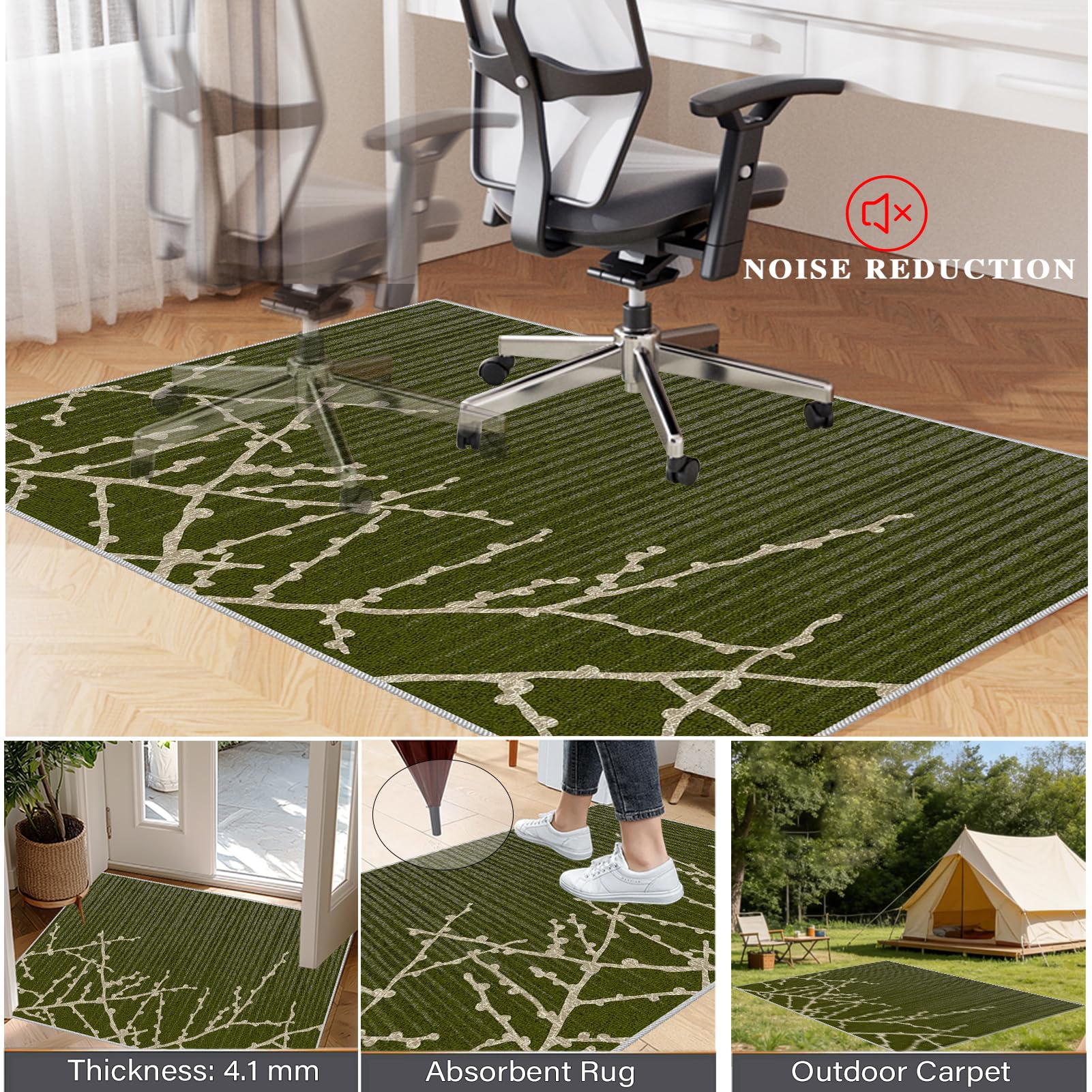 Tapis Chaise de Bureau Gaming Antidérapant 160 x 180 cm