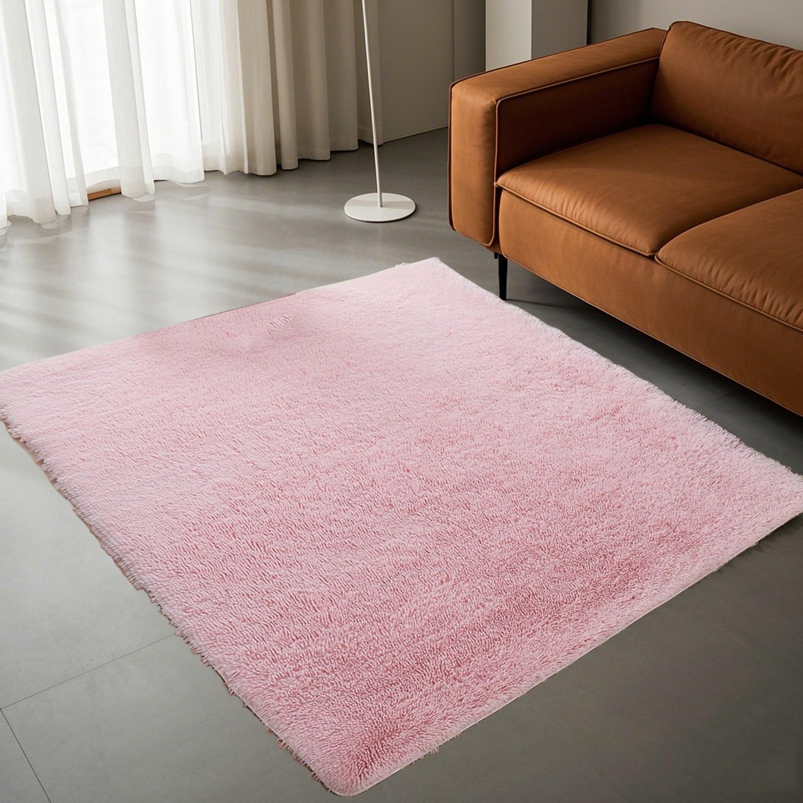 Alfombra Salon Pelo Largo 180 x 230 cm Lavable Antideslizante Alfombras Dormitorio Modernas Súper Suave Adecuado para Salón Dormitorio Baño Sofá Silla Cojín, Rosa