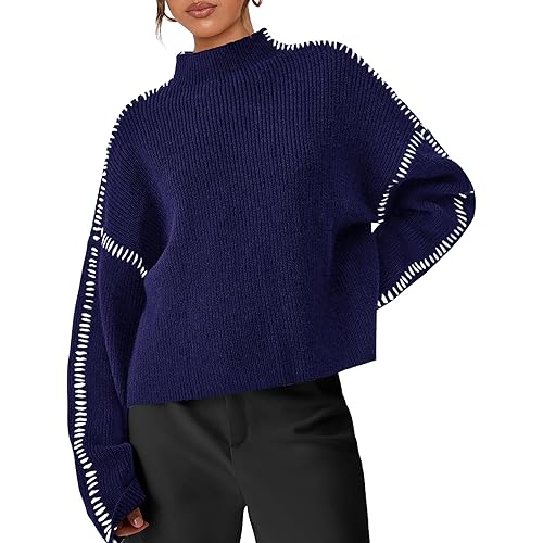 PRETTYGARDEN Women's Chunky Knit Sweaters 2026 Fall Long Sleeve Mock Neck Oversized Pullover Tops Winter Fashion Clothes