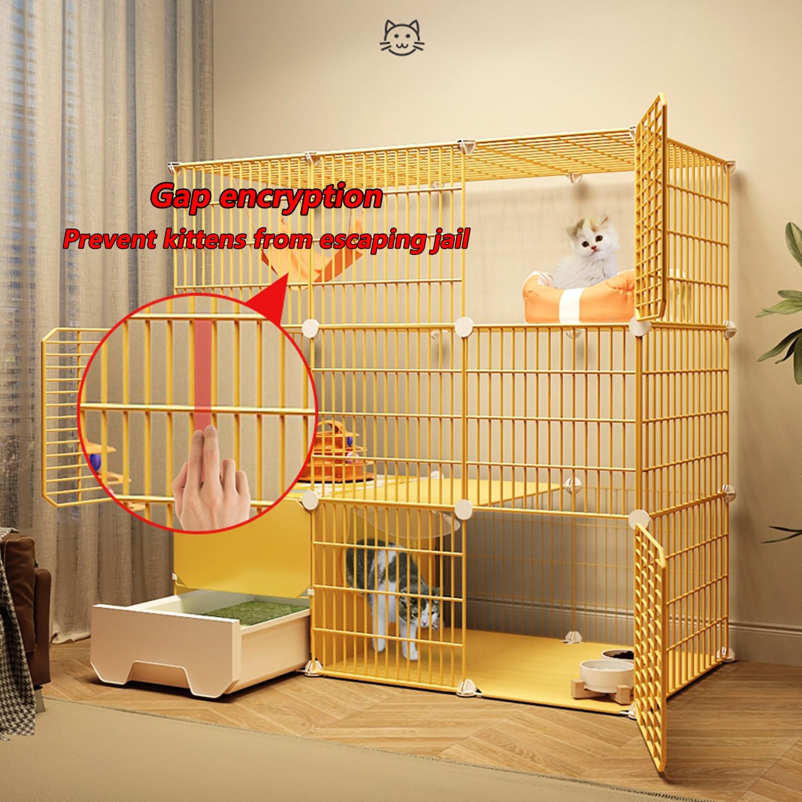 Amazon.co.jp: 猫ケージ 屋内用 猫トイレ付き 猫用囲い DIY 猫用ベビー