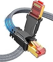 Snowkids 15FT Cat 8 Ethernet Cable 40Gbps 2000MHz Braided Flat LAN Cord Heavy Duty RJ45 for Gaming Router PC Indoor Outdoor