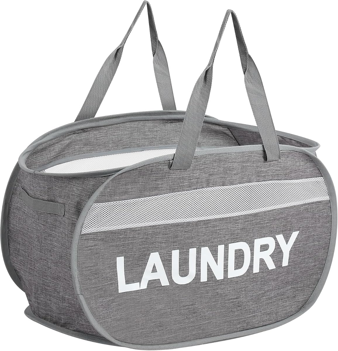 Collapsible Laundry Baskets, Foldable Clothes Hamper with Reinforced Handles, Sturdy Pop Up Hampers for Laundry, Tear Proof & Easy to Carry Laundry Hamper for Home, Apartment, Dorm, Travel Grey