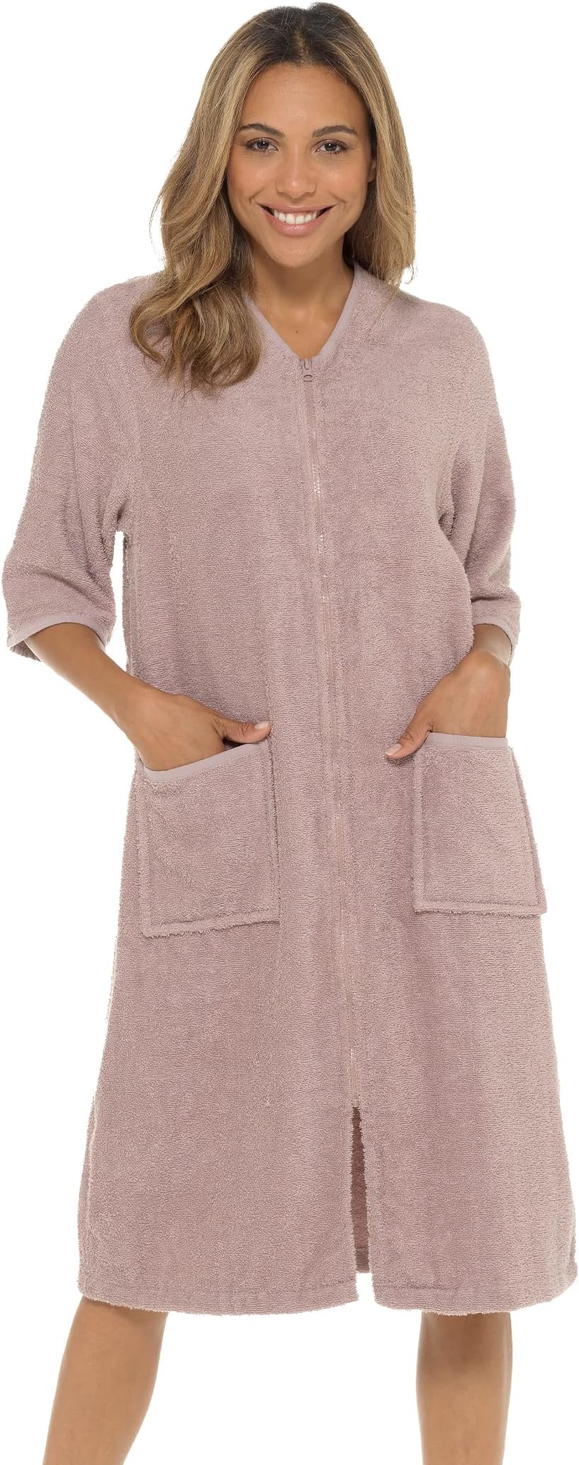 Undercover Ladies Terry Towelling 100% Cotton Zip Through Dressing Gown Drying Bathrobe