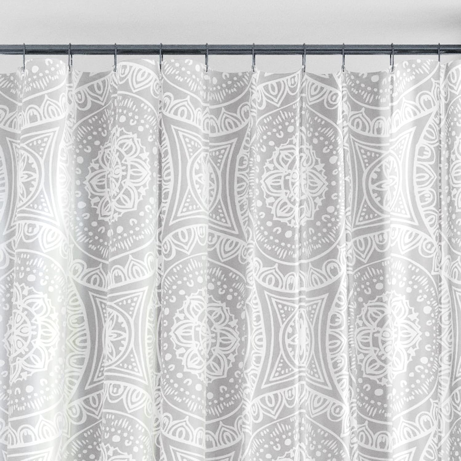 Zenna Home Medallion Waterproof PEVA Shower Curtain, 70 x 72 in., White
