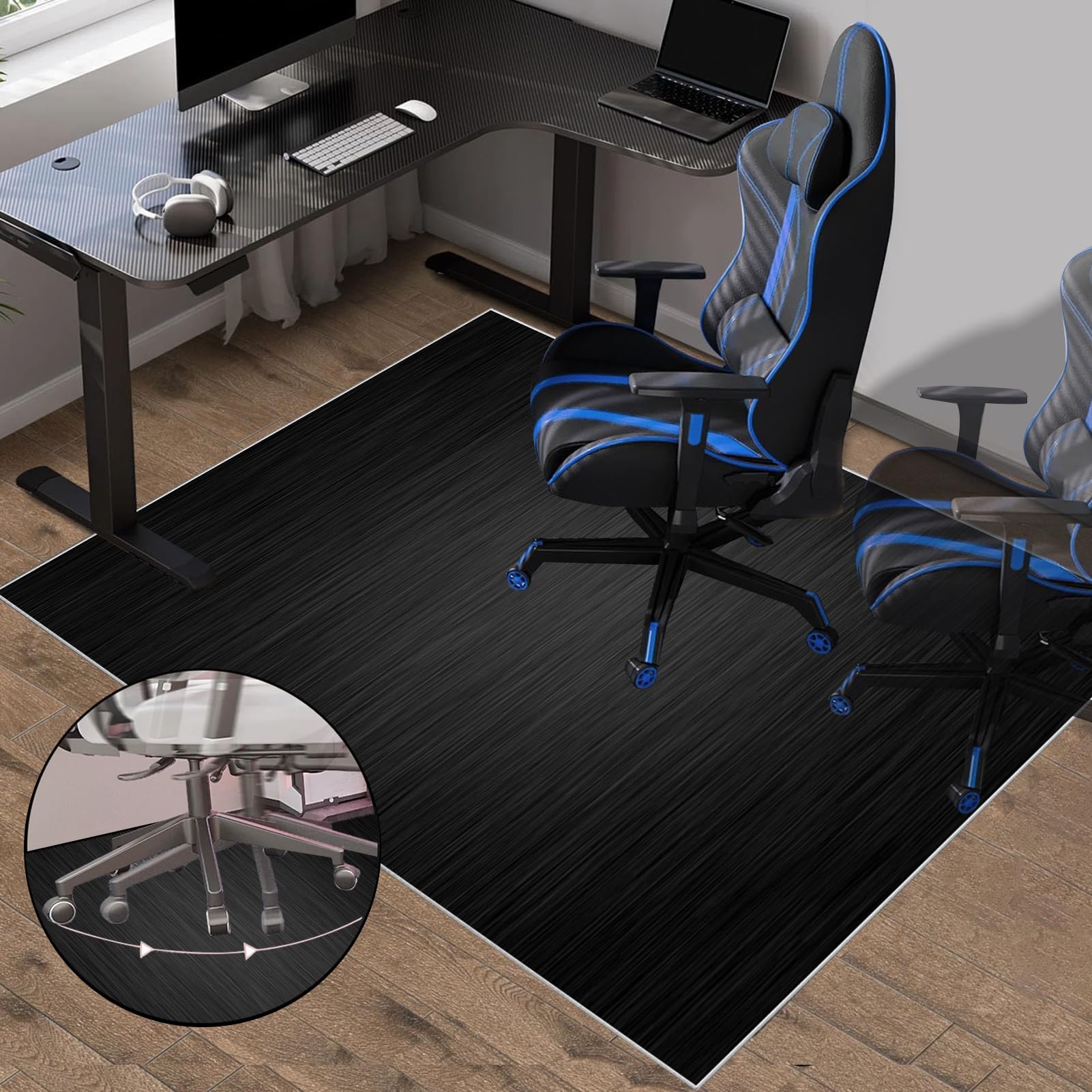 Bodenschutzmatte Bürostuhl, Unterlage Schreibtischstuhl, Bürostuhl Teppich Unterlage, Gaming Stuhl Unterlage, Gaming Bürostuhl Stuhlmatten, Bürostuhlmatte für Hartholzböden 180 x 200 cm