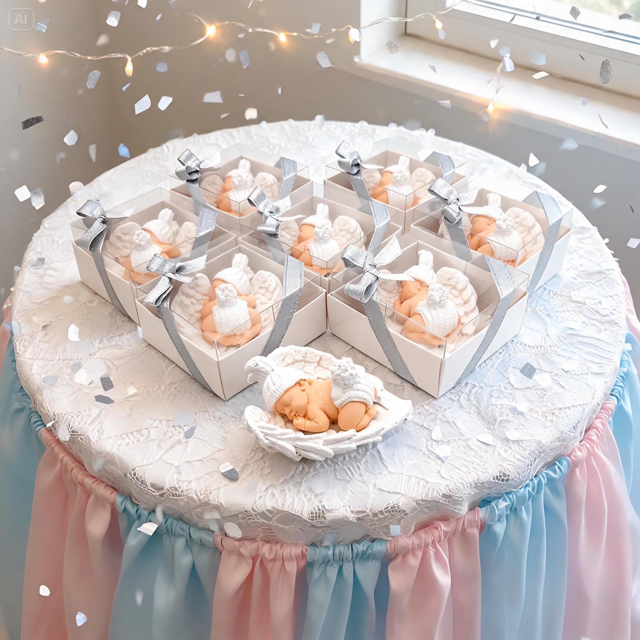 bomboniere battesimo, comunione, cresima, compleanno, 30 Pezzi Blu maschio. compleanno bimba bambina bambino, blanc, rosa decorativo pietra angelo festa del neonato (blu)