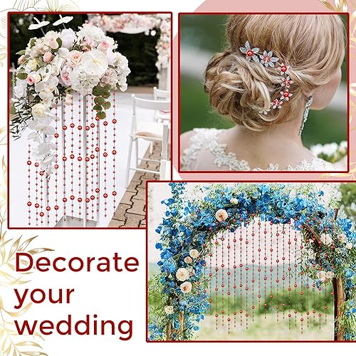 Miniatura 6 de zzhxkjhky Cadena de perlas de 50 cuerdas, velas flotantes con luces de perlas sintéticas, perlas para relleno de jarrón, cuentas de perlas