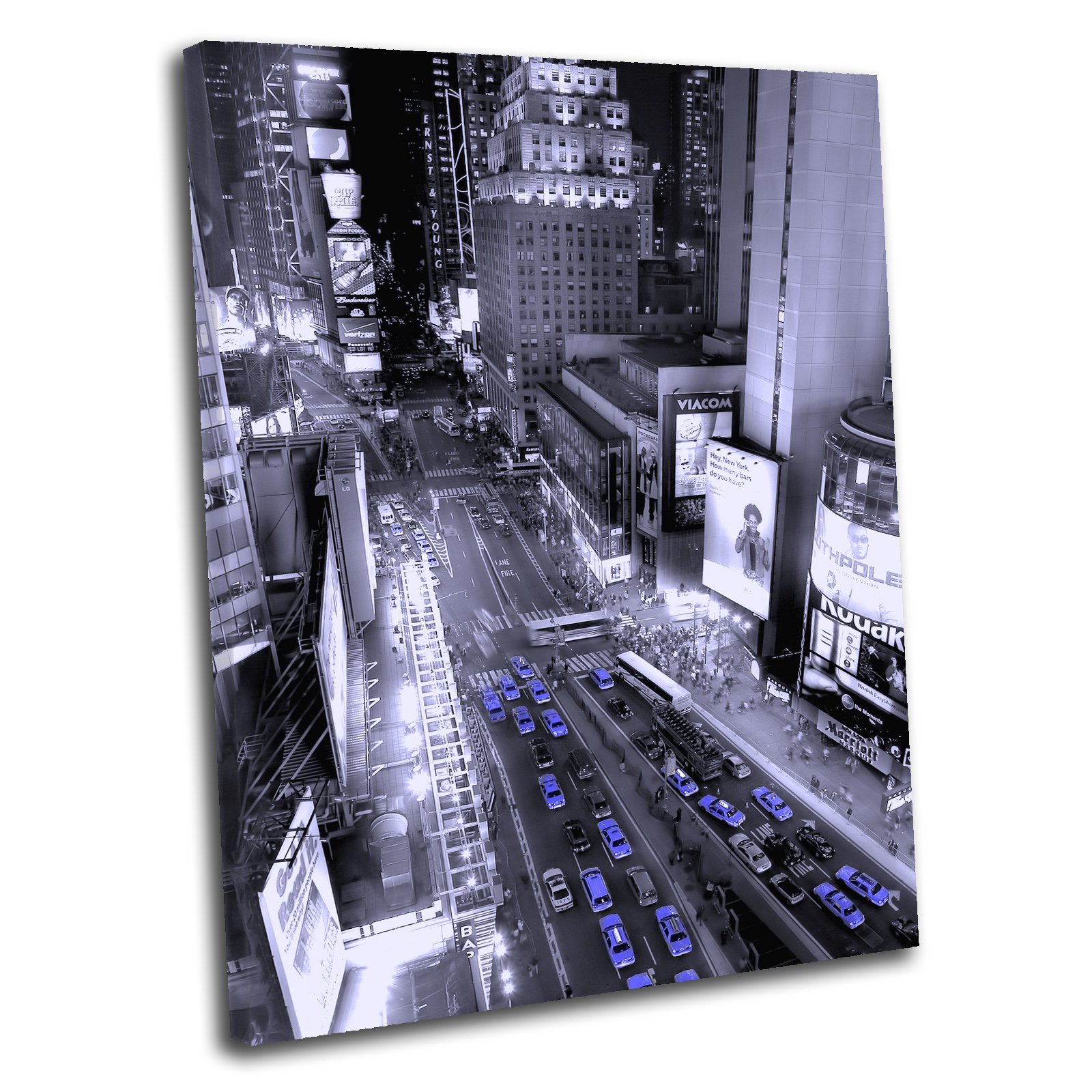 Canvas Culture - New York City Taxis Cityscape Canvas Print Blue 60 x 40cm