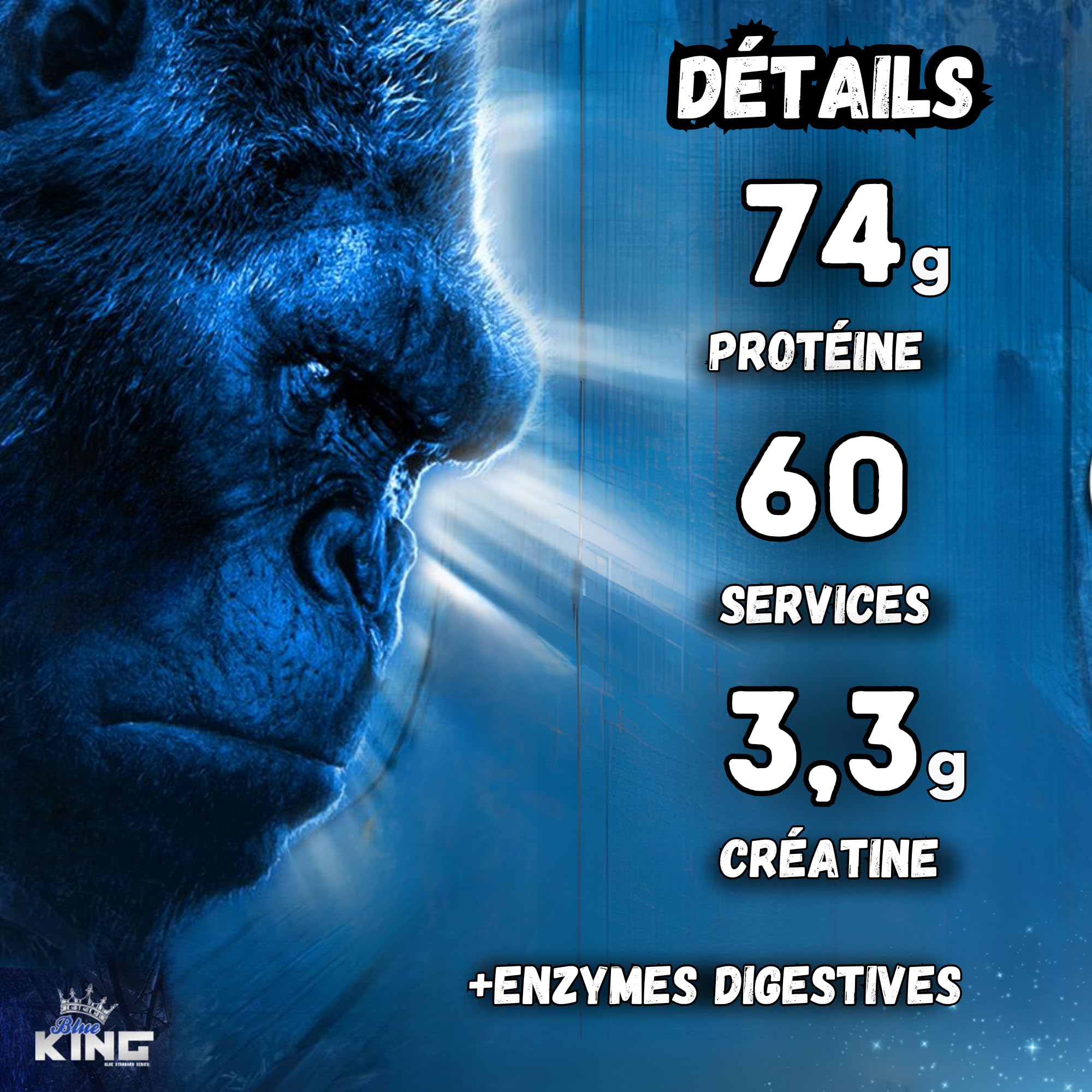Proteine Whey Blueking | Proteines Musculation | Whey Protein | Augmente la Masse Musculaire et la Force | 1,8 kg | Évite le catabolisme | Contient de la Créatine | Fraise