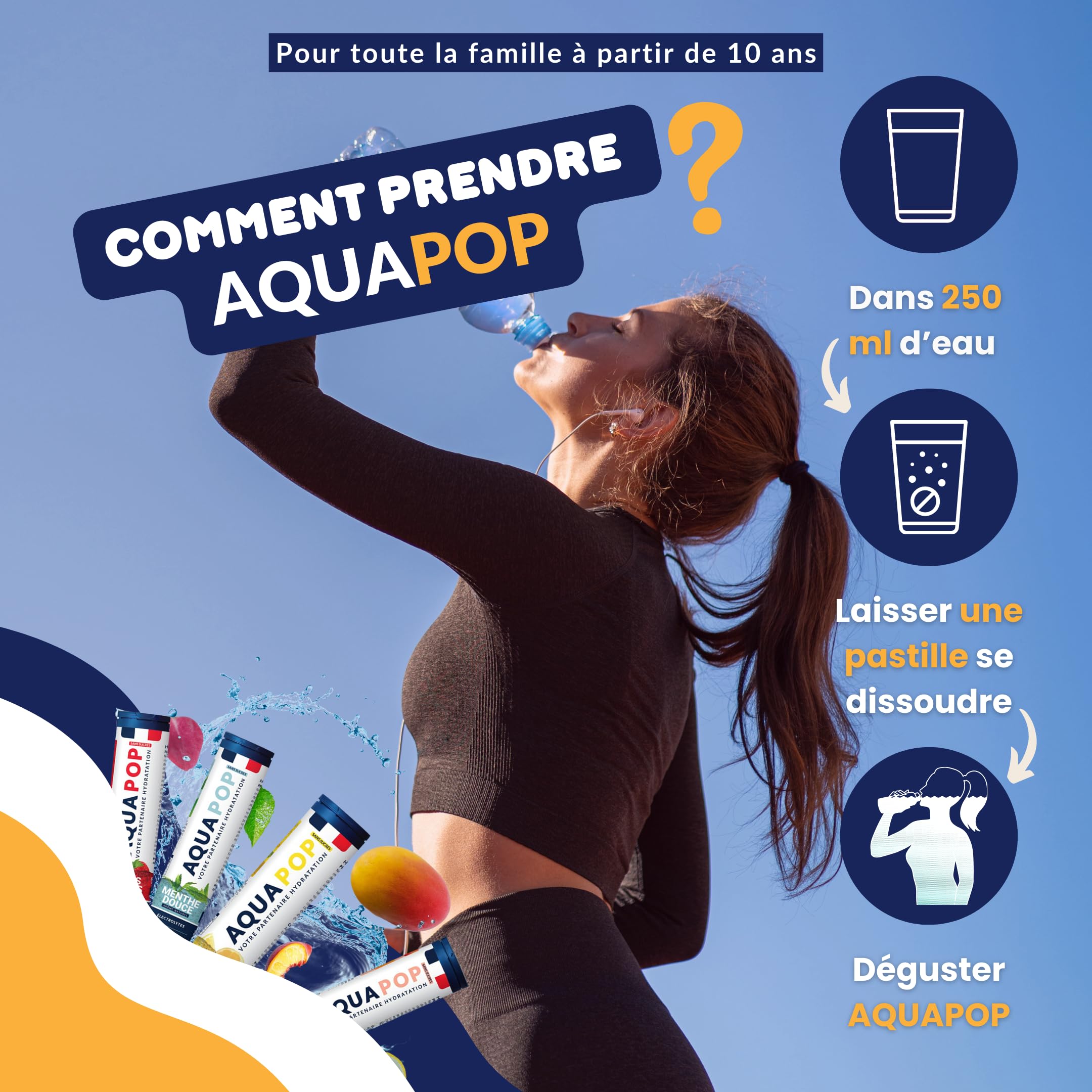 AQUAPOP - Pastilles électrolytes - Pack de 2 (Citron et Fruits Rouge) - Sans Sucres - Favorise l'hydratation et l'énergie - 20 Comprimés Minéraux et Vitamines - Sport & Bien-être - 2 Pack