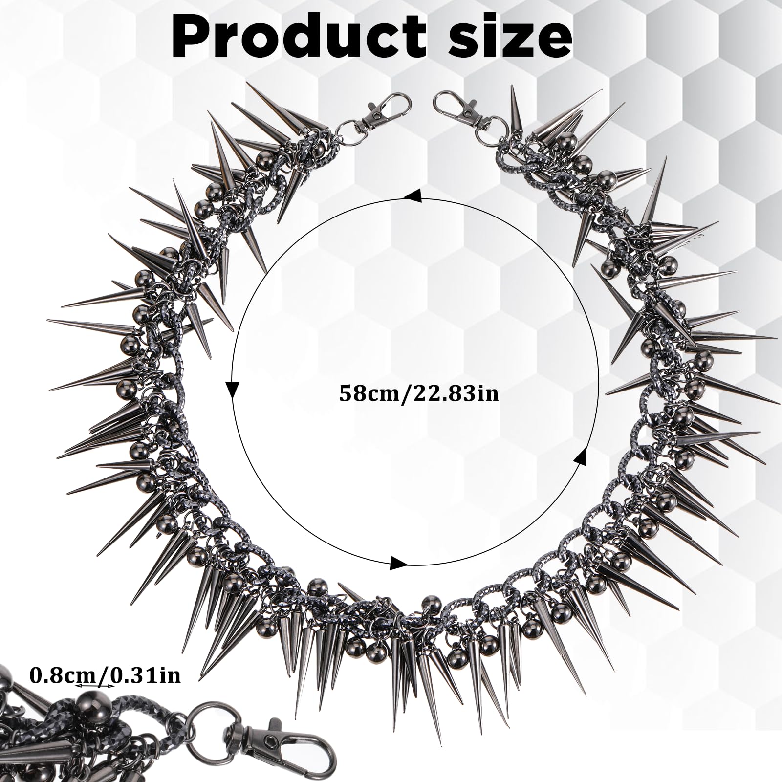 Rivet Layered Pants Chain, Punk Gothic Spike Jean Belt Trousers Chains, Pants Chain Accessory for Wallets and Keys, Gothic Unisex Belt Accessory, Cool Stylish Hip Hop Rock Goth Body Accessories