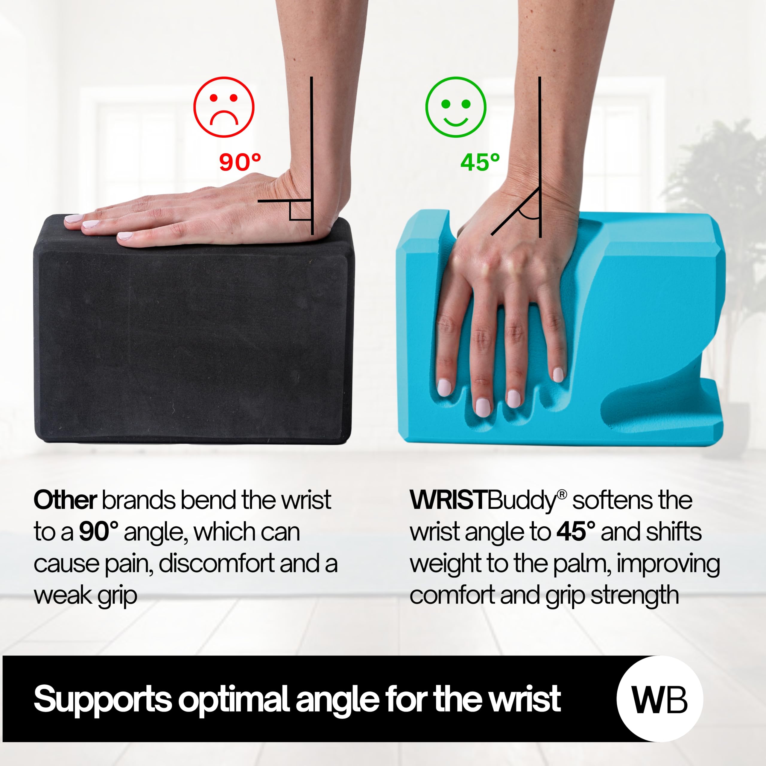 WRIST BUDDY Bloki do jogi, zaprojektowane, aby pomóc w bólu nadgarstka, komforcie i sile chwytu | Prime Support for Balance Fitness and Exercise | Wszystkie klocki piankowe EVA zestaw akcesoriów do