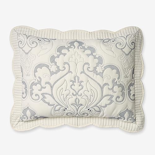 BrylaneHome Amelia - Funda de almohada tamaño King, color azul marino marfil