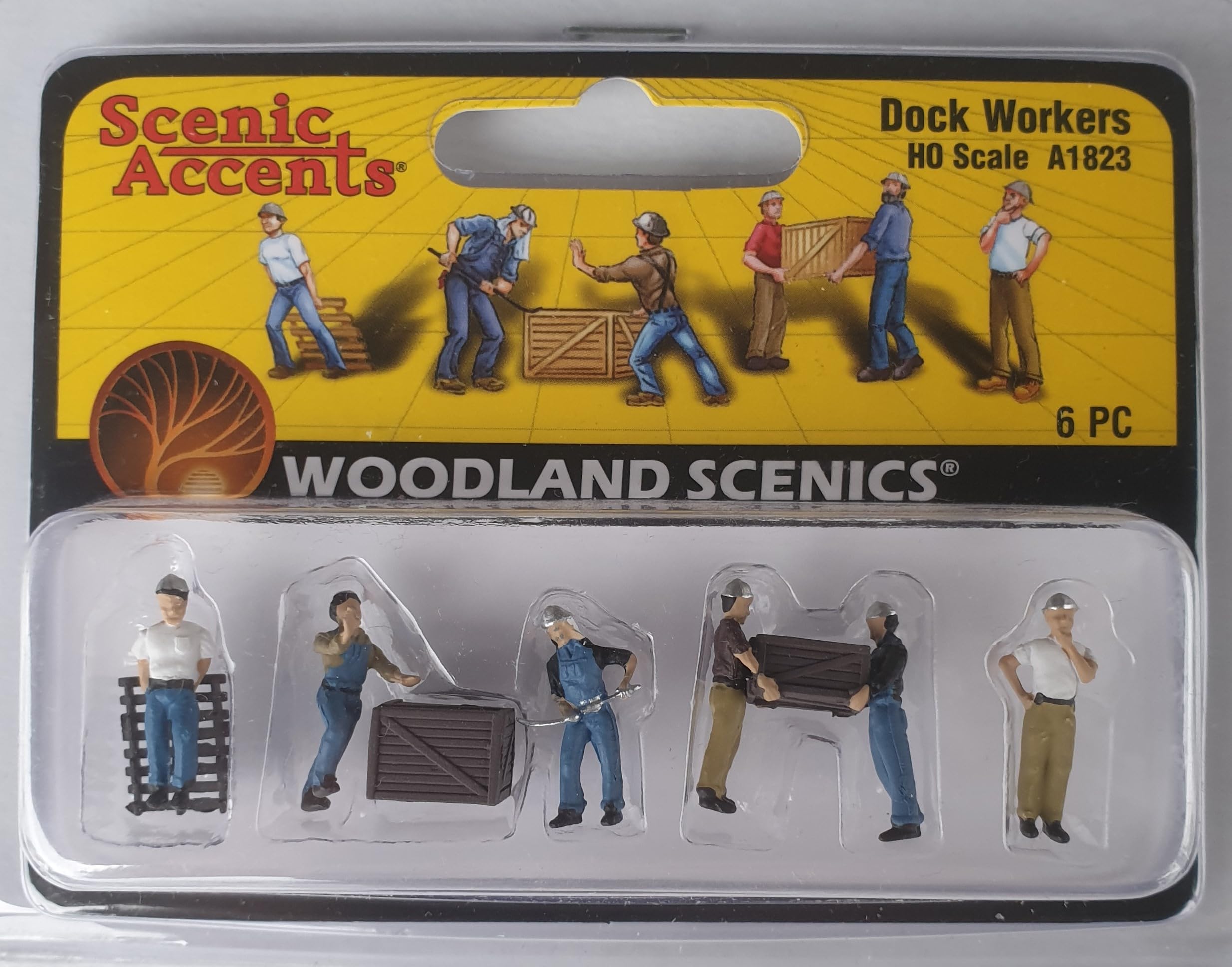 Woodland Scenics A1823 Warehouse Worker Docking Worker Goods Loading Boxes Carry Figures Track H0 HO 1:87