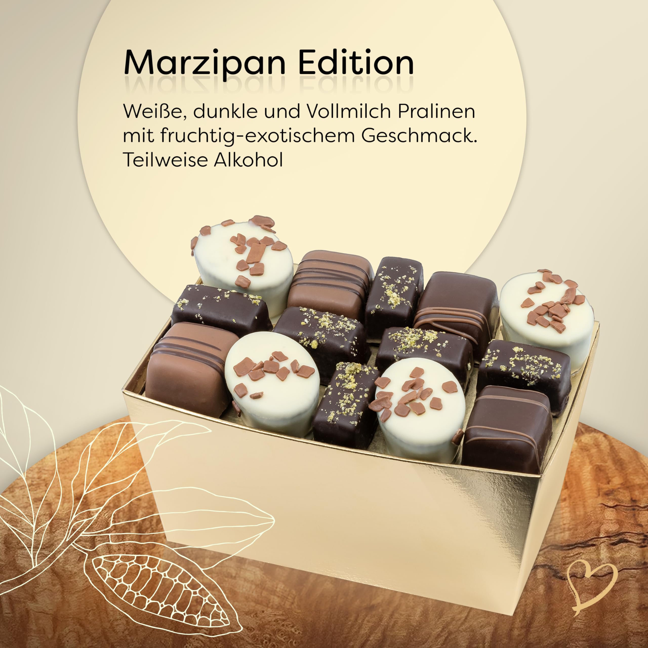 ePralinchen handverarbeitete belgische Luxus-Pralinen | Marzipan Edition 450g | bunte Marzipanmischung mit Orange, Pistazie, Champagner uvm. | mit Alkohol | köstliche Schokolade made in Belgium