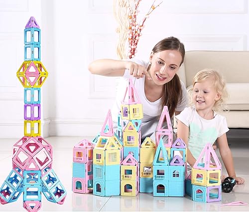 dreambuilderToy 108 piezas de azulejos magnéticos bloques de construcción magnéticos troncos de construcción STEM para niñas y niños regalo de