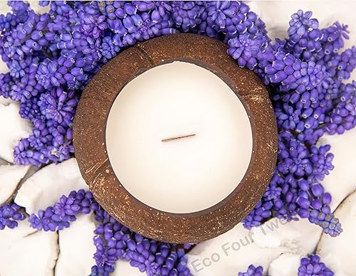 Miniatura 8 de Eco Four Twenty Vela de coco natural en un coco real. Mezcla de coco natural y cera de soja, quema más de 40 horas (lavanda lujosa)