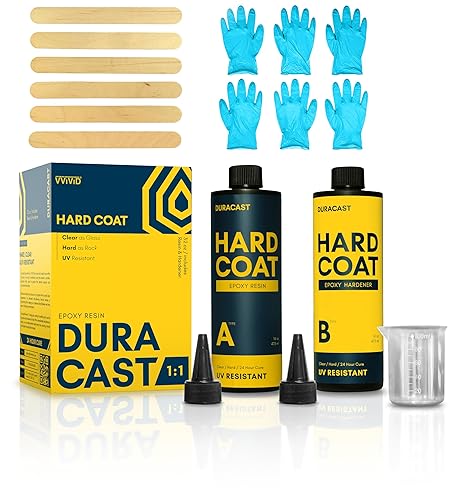 DURACAST - Capa dura (32 onzas) de resina epoxi con relación de mezcla 11, calidad duradera, resistente a los rayos UV, tiempo de curado de 24