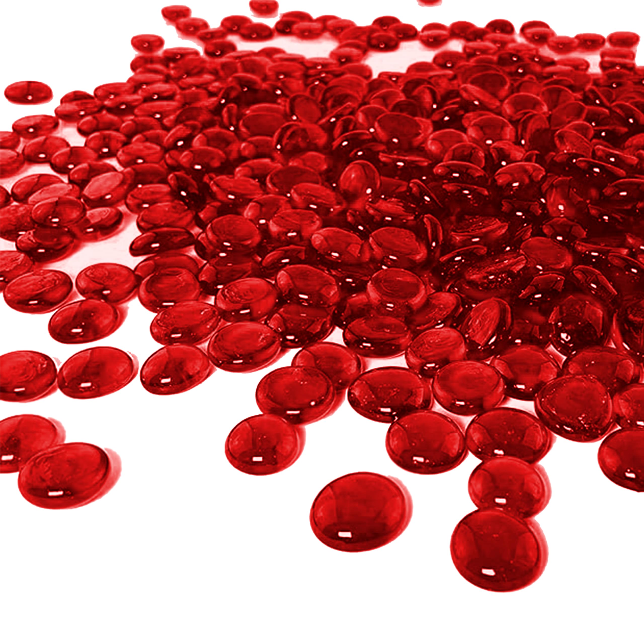 Arsuk 170-180Pcs Red Pebbles Glass Pebbles For Aquariums, Vases & Plant Pots – Decorative Polished Stones – Colorful Gems For Crafts & Home Décor – Non-Toxic, Safe For Fish & Plants (0.955Kg, Red Pebbles)