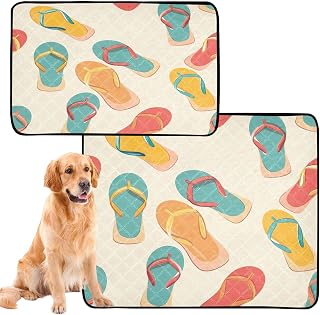 YETTASBIN Flip Flops Washable Reusable Pet Pee Pad, Pet Creat Mat with Non-Slip Bottom for Large Small Medium Dogs Cats, Absorption Leakproof Pet Training Pad, M+L