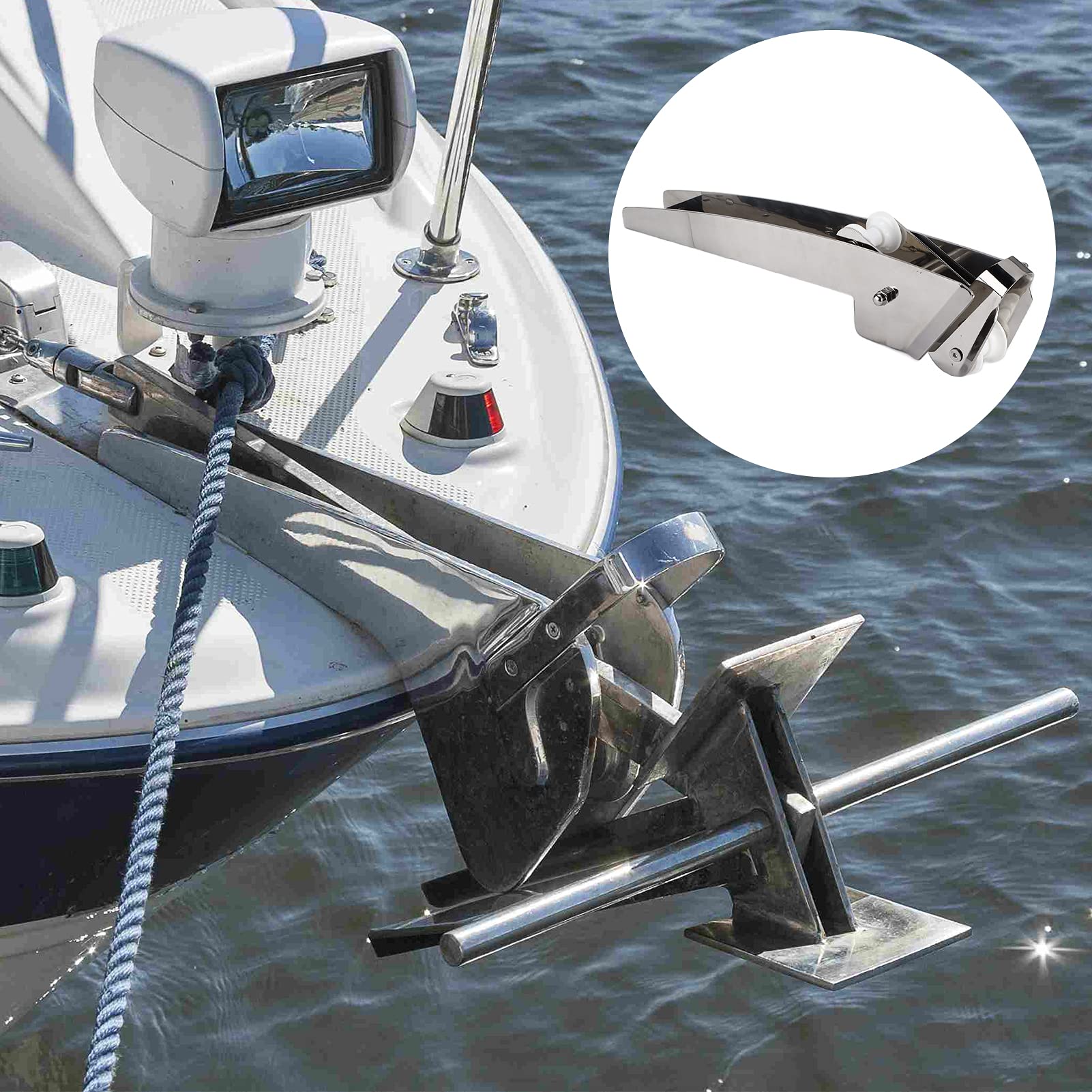 RiToEasysports Rouleau D'ancrage Marine, Support D'ancre En Acier Inoxydable, Trous De Montage Pré-percés, Adapté à Bateaux à Proue, Yachting, Voile, Pêche