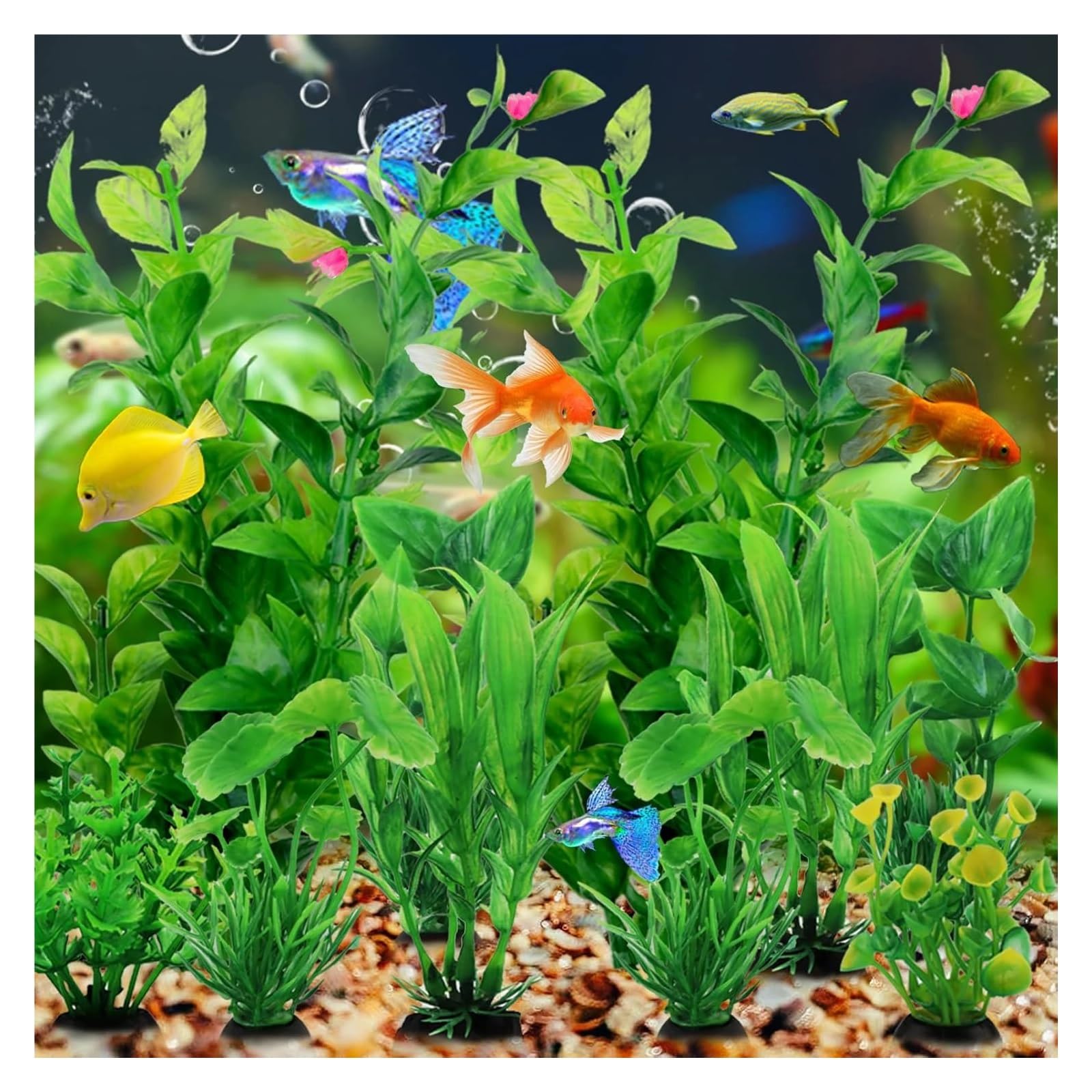 Plantas Artificiales para acuarios, Decoraciones de Plantas Artificiales for pecera Acuario, 10 Uds