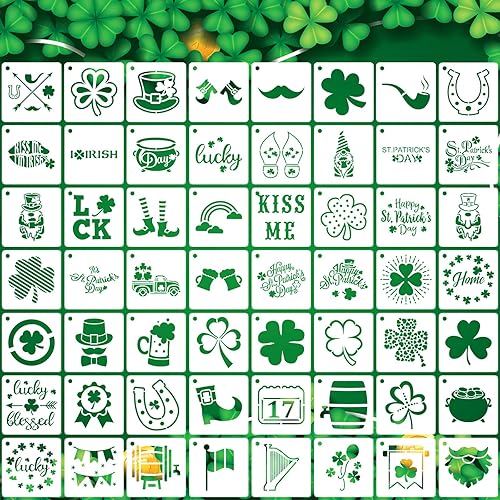 Vista 77 de Augshy Plantillas de Halloween, paquete de 56 plantillas de pintura de calabaza, plantillas de plástico para pintar sobre adornos de madera