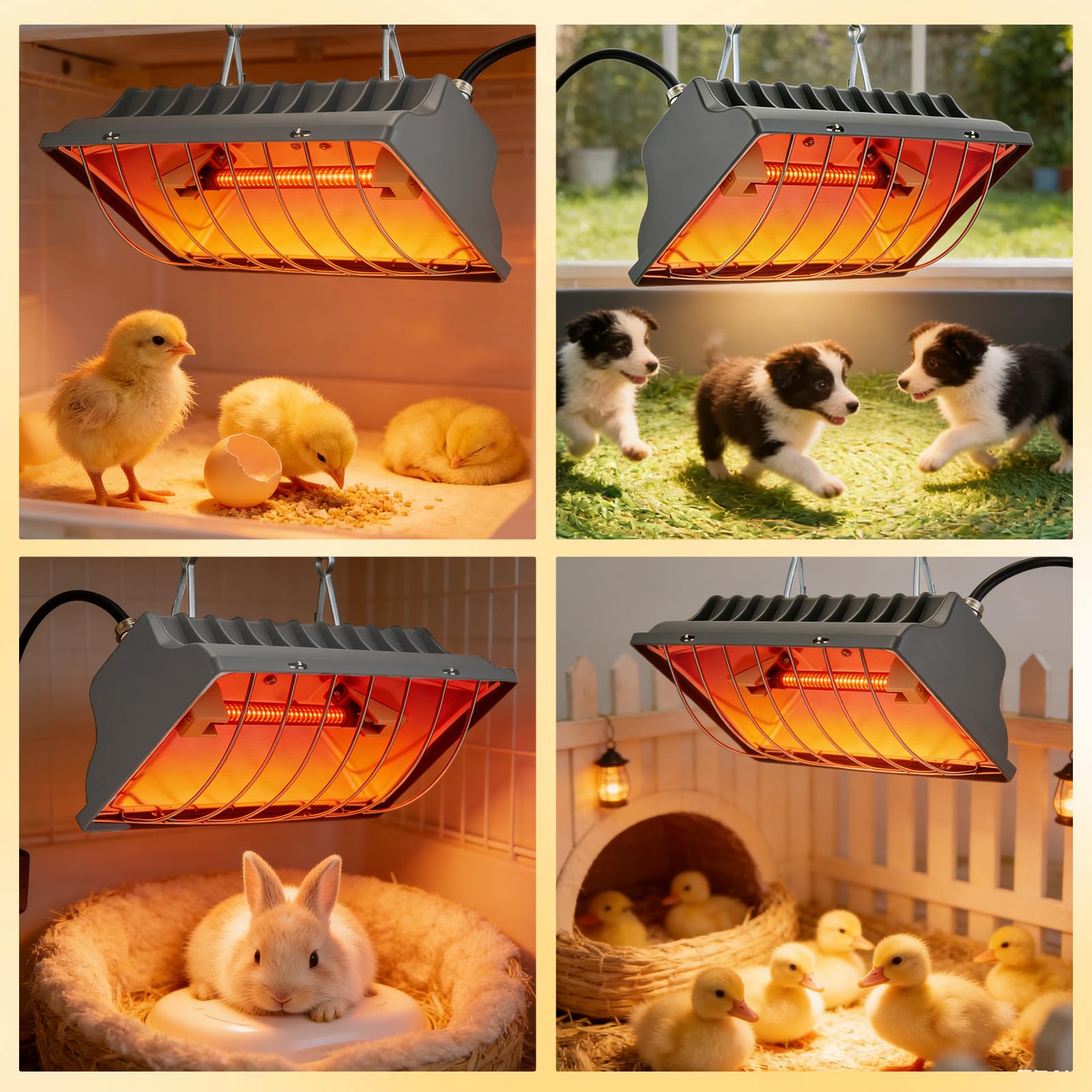 Wärmelampe Hühner, 300W/150W Kohlefaser-Heizlampe Wärmelampe- Hühnerstall, Hühnerstall Heizung mit 1.8 meter Kabel, Wasserdicht Hängende Wärmelampen Tiere für Küken, Ferkel, Hasenstall