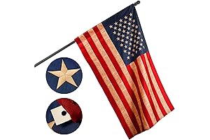 2x3 Ft G128 Embroidered American Flag Tea Stained Flag ToughWeave NO Flagpole