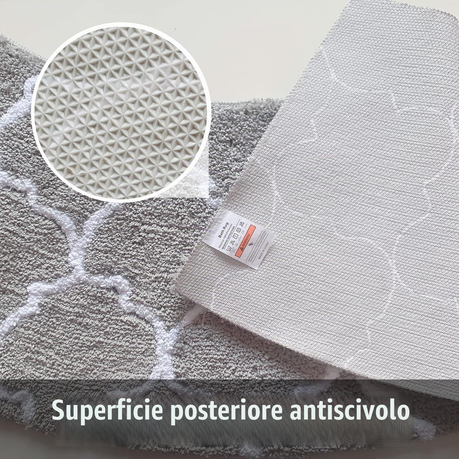 Tappetino da Doccia Curvo, 45 * 143cm Tappeto Da Bagno Grande Antiscivolo Quadrant Tappeto Doccia Angolare in Microfibra, Lavabile, Adattabile A Tutte Le Docce Angolari
