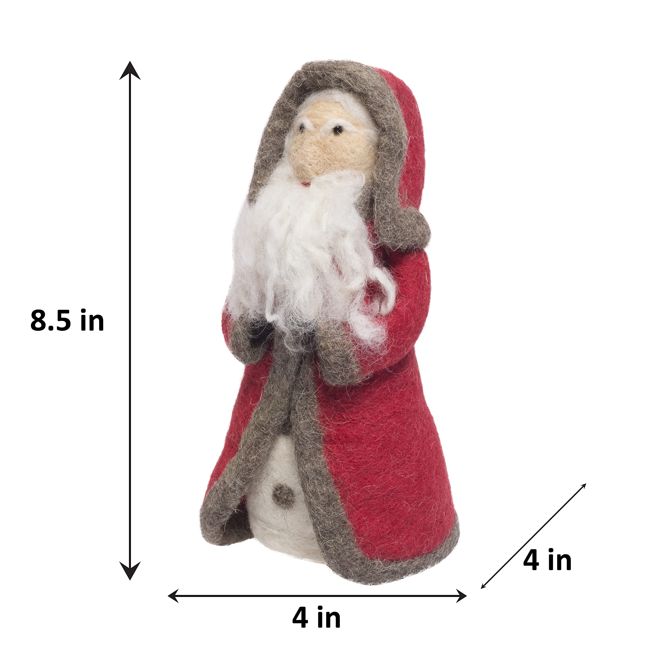 De Kulture Ornamento Babbo natale in Feltro di Lana Fatto a Mano, Decorazione Natalizia per Casa 4X4X8.5 cm