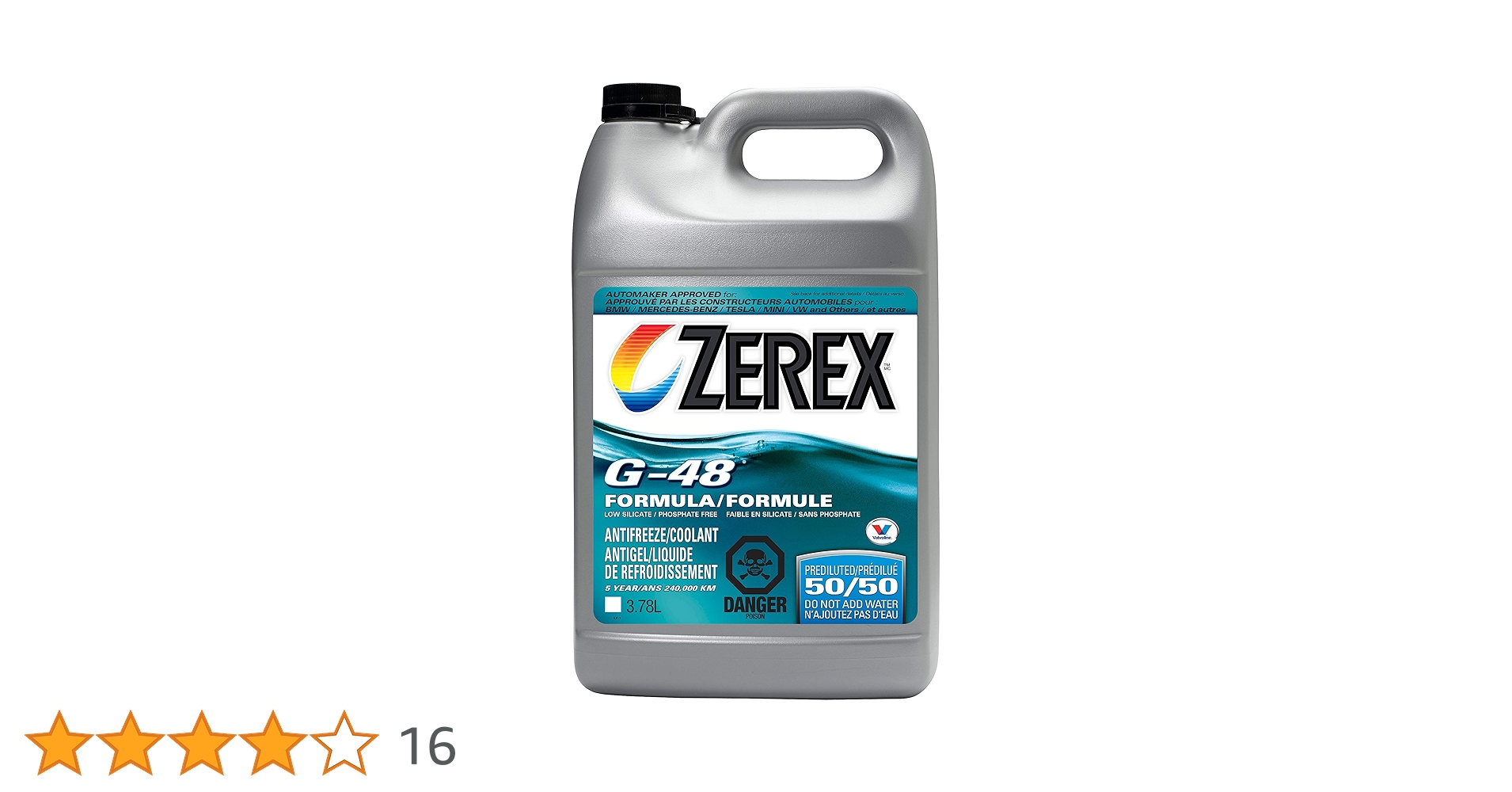 Zerex 875537 G-48 Antifreeze Coolant, Blue, 50/50 (Pre