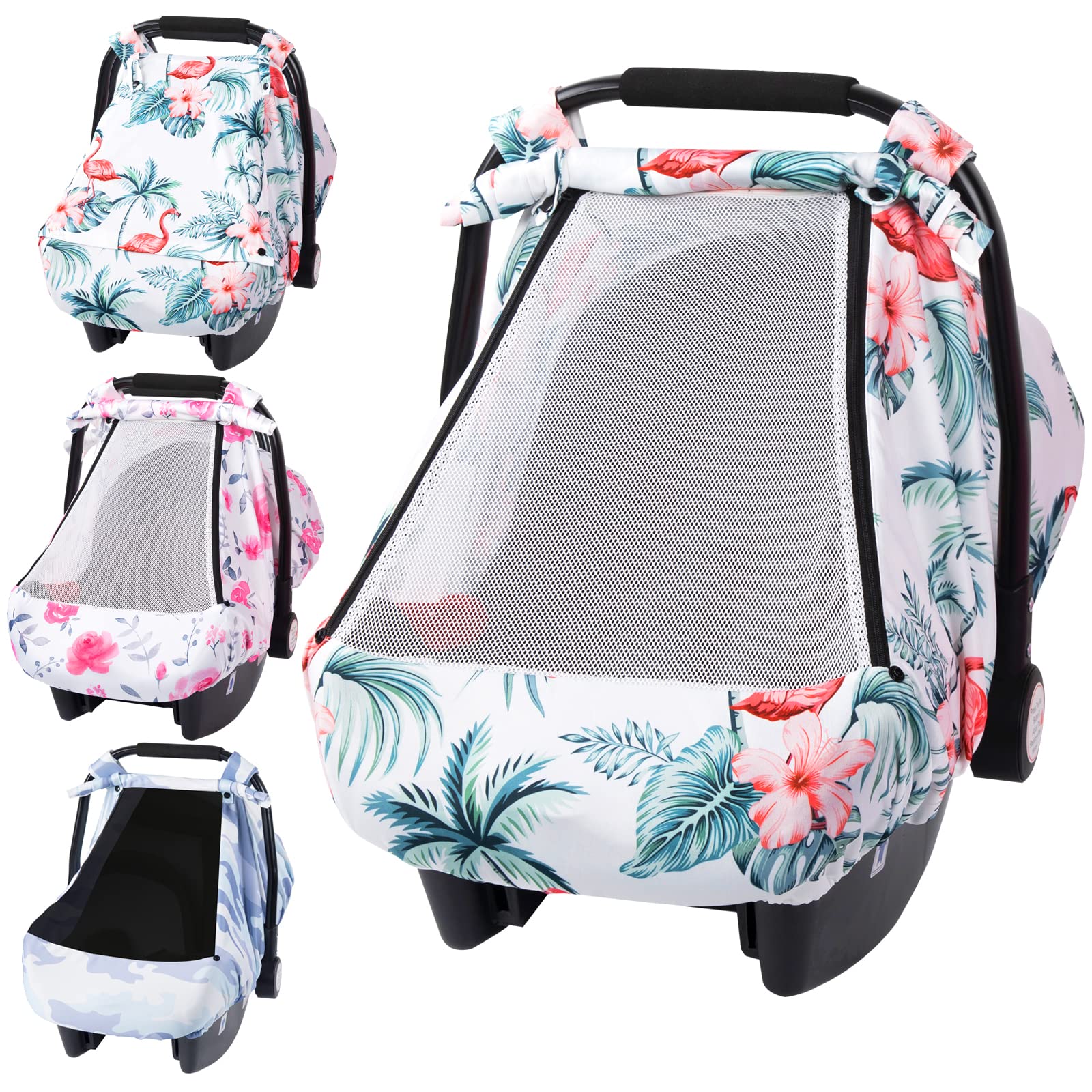 SMTTW Car Seat Cover for Babies, Stretchy Breathable Carseat Canopy, Multiuse Infant Stoller Cover for Baby Boys Girls, Privacy Breastfeeding Coverage