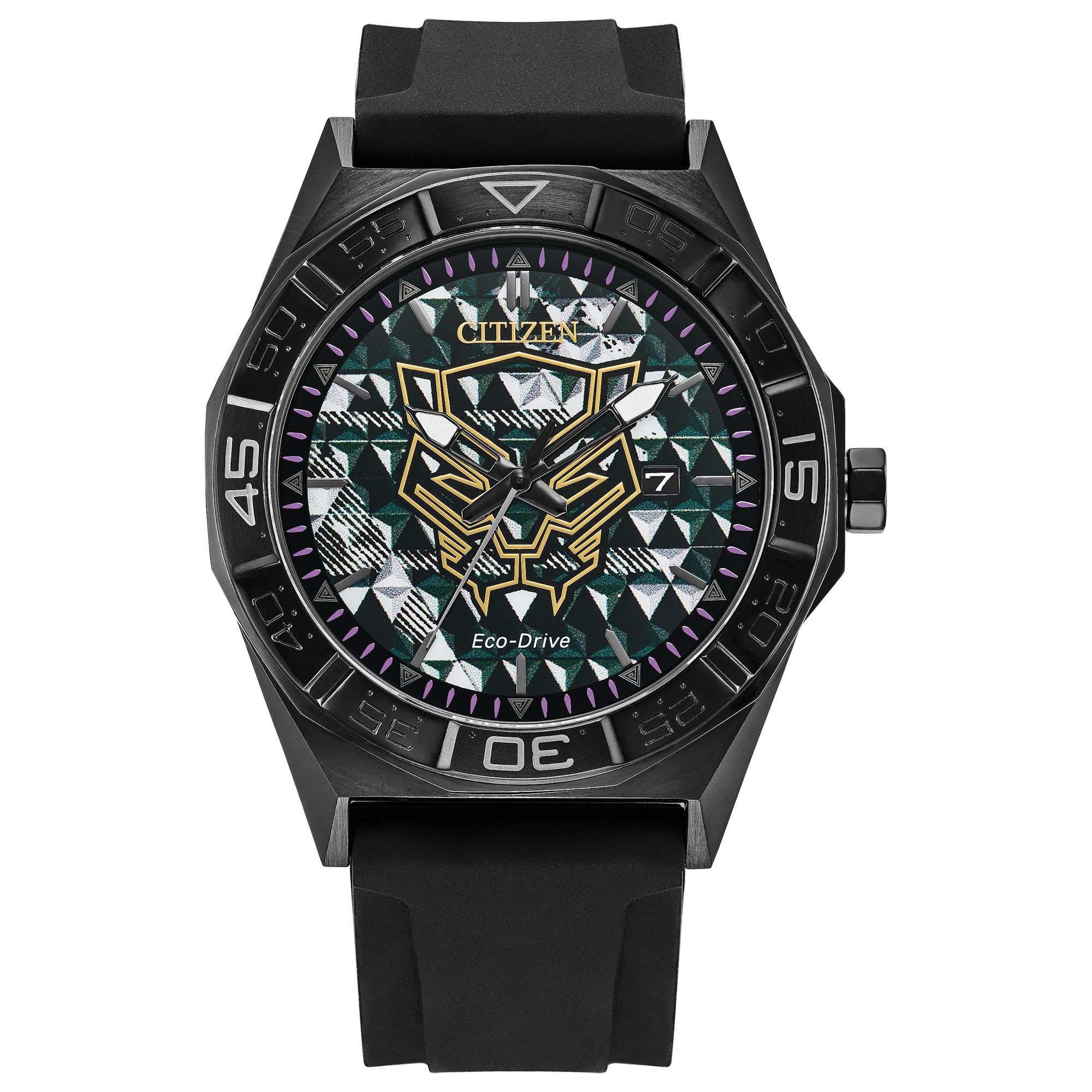 CITIZEN Eco-Drive Marvel Pantera Negra masculina, caixa de aço