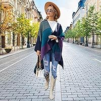Vista 21 de Poncho chal para mujer, suéteres suaves y cálidos para mujer, parte delantera abierta, poncho de viaje para otoño, invierno y primavera