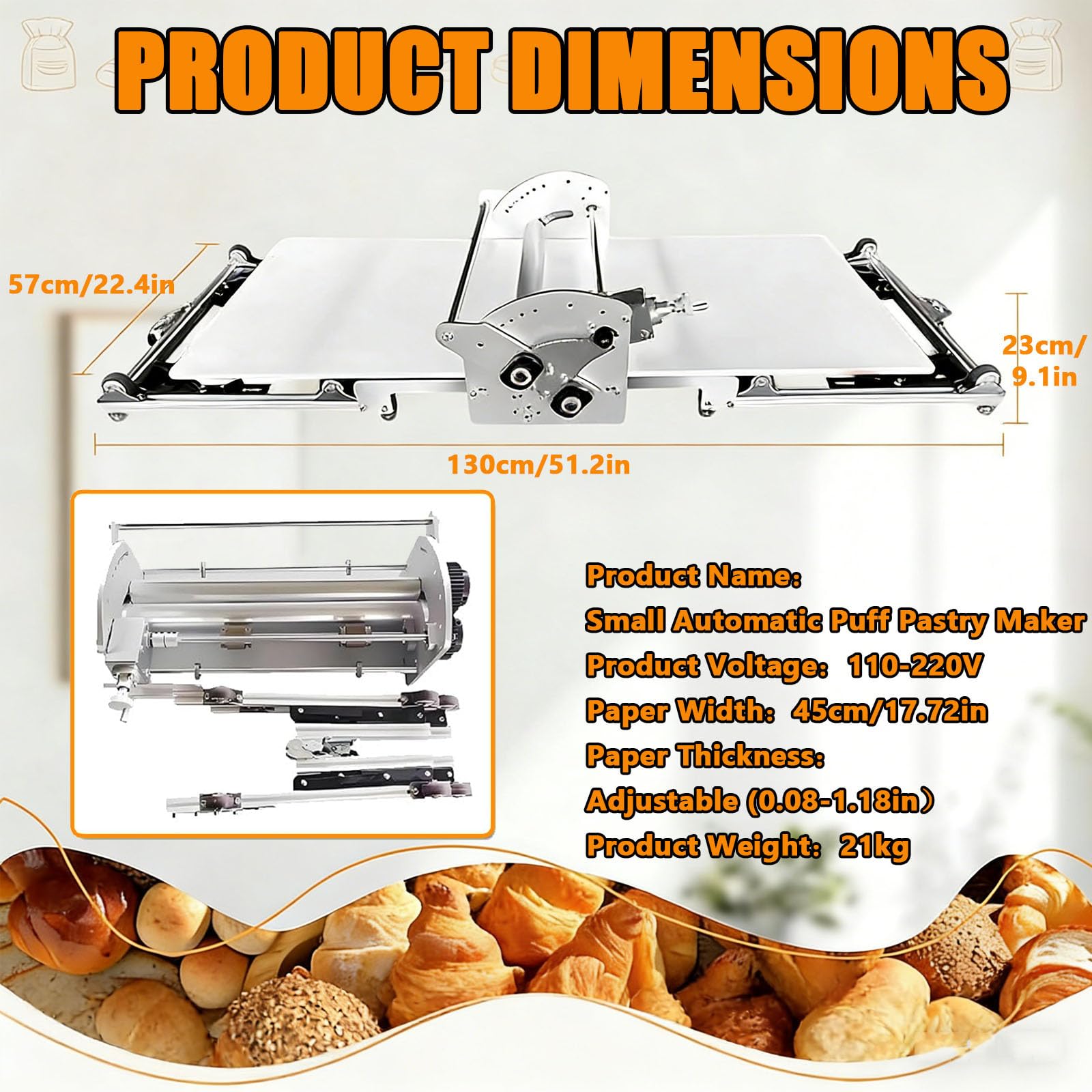 Laminoir électrique Professionnel, Laminoir à Pâte Pliable, Laminoir à Pâte à Croissants, Construction En Acier Inoxydable, épaisseur Réglable De 2 à 30 Mm. Machine à Pâtes Pour Boulangerie, Pizzeria