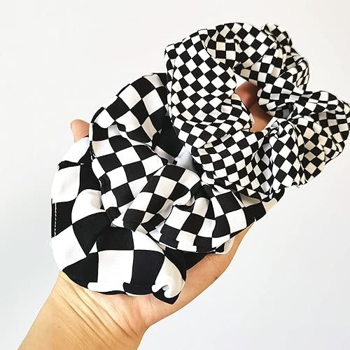 Miniatura 5 de Coleteros a cuadros a cuadros negros y blancos para el pelo a cuadros BW17 (cuadros negros y blancos, 3 piezas)