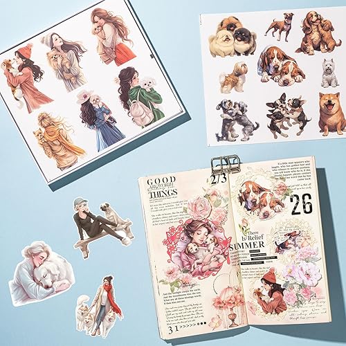 Miniatura 10 de JOYCHOIC Juego de calcomanías para álbumes de recortes, 174 calcomanías estéticas para niñas para álbumes de recortes y diario, suministros de